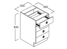 4 Drawer Bench Cupboard