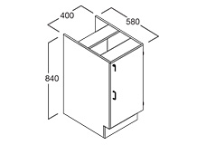 Shallow - Bench Cupboard 400